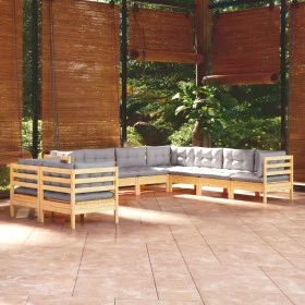 Juego de muebles de jardín 9 pzas y cojines madera maciza pino de , Conjuntos de jardín - Ref: Foro24-3096898, Precio: 729,09...