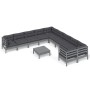 Muebles de jardín 11 pzas y cojines gris madera de pino de , Conjuntos de jardín - Ref: Foro24-3097015, Precio: 909,69 €, Des...