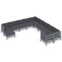Muebles de jardín 11 pzas y cojines gris madera de pino de , Conjuntos de jardín - Ref: Foro24-3097057, Precio: 909,69 €, Des...