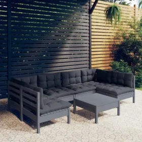 Gartenmöbel 7-teilig und graue Kissen aus massivem Kiefernholz von , Gartensets - Ref: Foro24-3097159, Preis: 591,18 €, Rabat...
