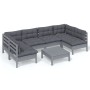 Muebles de jardín 7 pzas y cojines gris madera maciza de pino de , Conjuntos de jardín - Ref: Foro24-3097159, Precio: 565,64 ...