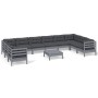 Muebles de jardín 11 pzas y cojines madera de pino gris de , Conjuntos de jardín - Ref: Foro24-3097339, Precio: 909,69 €, Des...