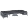 Muebles de jardín 11 pzas y cojines madera de pino gris de , Conjuntos de jardín - Ref: Foro24-3097339, Precio: 909,69 €, Des...