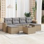 Set sofás de jardín 7 piezas y cojines ratán sintético beige en Conjuntos de jardín | Comprar online en Foru.es