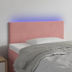 Rosa Samtkopfteil mit LED 100x5x78/88 cm von , Kopf- und Fußteile - Ref: Foro24-3121379, Preis: 42,01 €, Rabatt: %