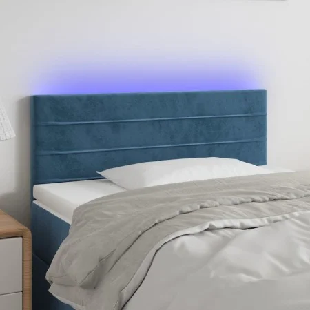 Blue velvet LED headboard 100x5x78/88 cm by , Headboards and footboards - Ref: Foro24-3121798, Price: 48,23 €, Discount: %