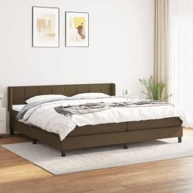 Box spring bed with dark brown fabric mattress 200x200 cm by , Beds and slatted bases - Ref: Foro24-3129740, Price: 606,75 €,...