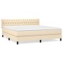 Cama box spring con colchón tela color crema 180x200 cm de , Camas y somieres - Ref: Foro24-3129974, Precio: 581,39 €, Descue...