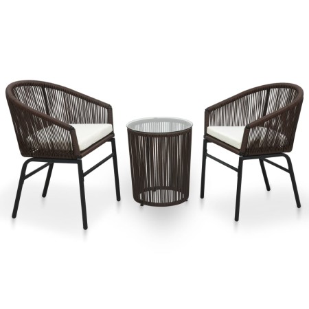 Set mesa y sillas de jardín 3 pzas y cojines ratán PE marrón de vidaXL, Conjuntos de jardín - Ref: Foro24-48139, Precio: 204,...
