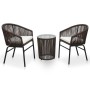 Set mesa y sillas de jardín 3 pzas y cojines ratán PE marrón de vidaXL, Conjuntos de jardín - Ref: Foro24-48139, Precio: 204,...