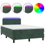 Cama box spring colchón y LED terciopelo verde oscuro 120x200cm de , Camas y somieres - Ref: Foro24-3134276, Precio: 365,77 €...