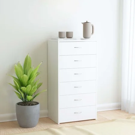 Aparador con 6 cajones madera contrachapada blanco 50x34x96 cm de vidaXL, Aparadores - Ref: Foro24-800666, Precio: 106,37 €, ...