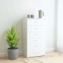 Aparador con 6 cajones madera contrachapada blanco 50x34x96 cm de vidaXL, Aparadores - Ref: Foro24-800666, Precio: 106,37 €, ...