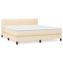 Cama box spring con colchón tela color crema 180x200 cm de , Camas y somieres - Ref: Foro24-3140238, Precio: 562,95 €, Descue...