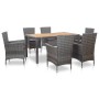 Set de comedor de jardín 7 pzas y cojines ratán sintético gris de vidaXL, Conjuntos de jardín - Ref: Foro24-46021, Precio: 61...