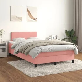 Cama box spring con colchón terciopelo rosa 120x200 cm de , Camas y somieres - Ref: Foro24-3141178, Precio: 355,04 €, Descuen...