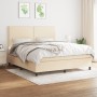 Cama box spring con colchón tela color crema 180x200 cm de , Camas y somieres - Ref: Foro24-3141718, Precio: 620,05 €, Descue...