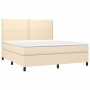 Cama box spring con colchón tela color crema 180x200 cm de , Camas y somieres - Ref: Foro24-3141718, Precio: 620,05 €, Descue...