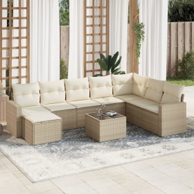 Set de sofás de jardín 9 pzas con cojines ratán sintético beige en Conjuntos de jardín | Comprar online en Foru.es