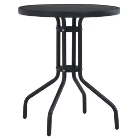 Garden table, black steel and glass, 80 cm by vidaXL, Garden tables - Ref: Foro24-47253, Price: 72,60 €, Discount: %