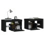 Mesitas de noche con luces LED 2 uds roble negras 70x36,5x40cm de , Mesitas de noche - Ref: Foro24-3152771, Precio: 111,53 €,...