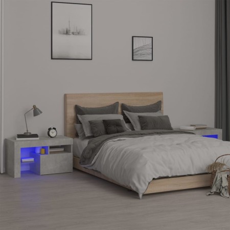 Mesitas de noche con luces LED 2 uds gris hormigón 70x36,5x40cm de , Mesitas de noche - Ref: Foro24-3152773, Precio: 84,76 €,...