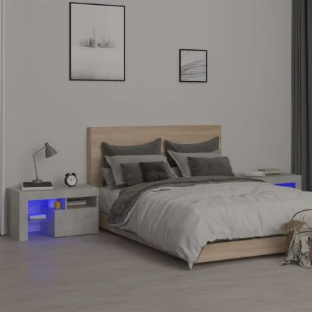 Nachttische mit LED-Leuchten 2 Stück betongrau 70x36,5x40cm von , Nachttische - Ref: Foro24-3152773, Preis: 93,27 €, Rabatt: %