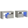 Mesitas de noche con luces LED 2 uds gris hormigón 70x36,5x40cm de , Mesitas de noche - Ref: Foro24-3152773, Precio: 84,76 €,...