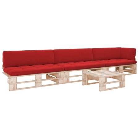 Muebles de palets 4 pzas y cojines madera pino impregnada de , Conjuntos de jardín - Ref: Foro24-3066751, Precio: 416,26 €, D...