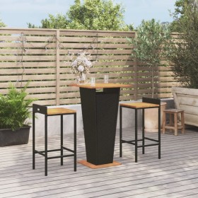 Mesa bar y taburetes jardín 3 pzas madera acacia ratán PE negro de , Conjuntos de jardín - Ref: Foro24-3187722, Precio: 248,7...