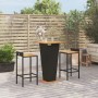 Mesa bar y taburetes jardín 3 pzas madera acacia ratán PE negro de , Conjuntos de jardín - Ref: Foro24-3187722, Precio: 248,7...