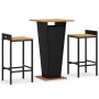 Mesa bar y taburetes jardín 3 pzas madera acacia ratán PE negro de , Conjuntos de jardín - Ref: Foro24-3187722, Precio: 248,7...