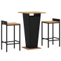 Mesa bar y taburetes jardín 3 pzas madera acacia ratán PE negro de , Conjuntos de jardín - Ref: Foro24-3187722, Precio: 248,7...