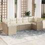 Set sofás de jardín 7 piezas y cojines ratán sintético beige en Conjuntos de jardín | Comprar online en Foru.es