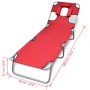 Tumbona plegable de acero con cojín de cabeza acero roja de , Tumbonas - Ref: Foro24-41483, Precio: 62,25 €, Descuento: %