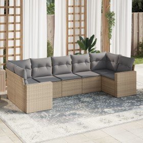 Set sofás de jardín 7 piezas y cojines ratán sintético beige en Conjuntos de jardín | Comprar online en Foru.es