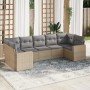 Set sofás de jardín 7 piezas y cojines ratán sintético beige en Conjuntos de jardín | Comprar online en Foru.es