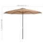 Sombrilla de jardín con palo de madera 350 cm gris topo de , Sombrillas - Ref: Foro24-44530, Precio: 133,18 €, Descuento: %