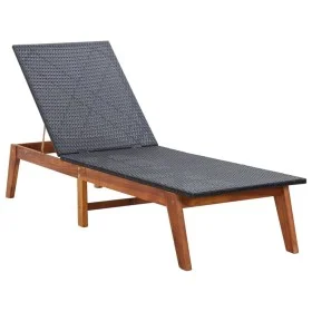 Massive Sonnenliege aus Akazienholz und synthetischem Rattan von vidaXL, Liegen - Ref: Foro24-46031, Preis: 141,23 €, Rabatt: %