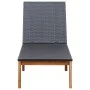 Tumbona de madera maciza de acacia y ratán sintético de vidaXL, Tumbonas - Ref: Foro24-46031, Precio: 141,23 €, Descuento: %