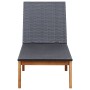 Tumbona de madera maciza de acacia y ratán sintético de vidaXL, Tumbonas - Ref: Foro24-46031, Precio: 143,75 €, Descuento: %