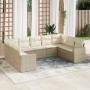 Set de sofás de jardín 9 pzas con cojines ratán sintético beige en Conjuntos de jardín | Comprar online en Foru.es