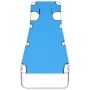 Folding lounger with head cushion turquoise blue steel by , Loungers - Ref: Foro24-310332, Price: 64,99 €, Discount: %
