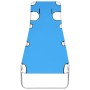 Tumbona plegable con cojín para la cabeza acero azul turquesa de , Tumbonas - Ref: Foro24-310332, Precio: 62,25 €, Descuento: %