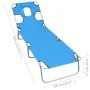 Folding lounger with head cushion turquoise blue steel by , Loungers - Ref: Foro24-310332, Price: 64,99 €, Discount: %
