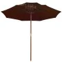 Sombrilla de dos pisos palo de madera terracota 270 cm de , Sombrillas - Ref: Foro24-313765, Precio: 94,13 €, Descuento: %