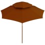 Sombrilla de dos pisos palo de madera terracota 270 cm de , Sombrillas - Ref: Foro24-313765, Precio: 96,00 €, Descuento: %
