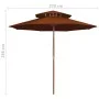 Sombrilla de dos pisos palo de madera terracota 270 cm de , Sombrillas - Ref: Foro24-313765, Precio: 94,13 €, Descuento: %