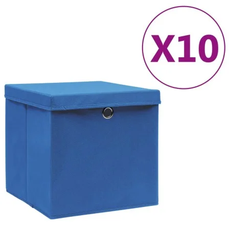 Cajas de almacenaje con tapas 10 uds azul 28x28x28 cm de , Cestas para almacenaje - Ref: Foro24-325198, Precio: 60,03 €, Desc...