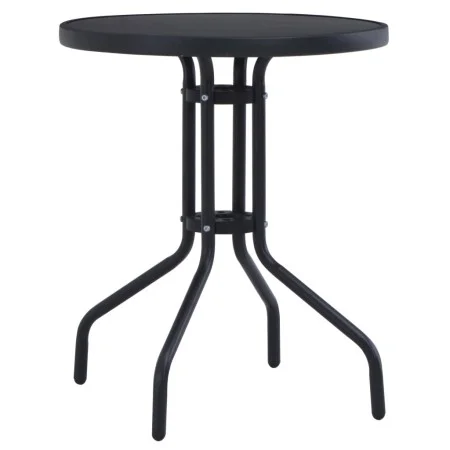 Mesa de jardín acero y vidrio negro 60 cm de vidaXL, Mesas de jardín - Ref: Foro24-47252, Precio: 57,62 €, Descuento: %